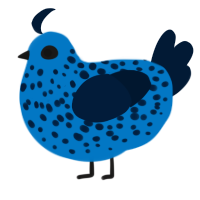 A sapphire and tumblr chicken with a speckle pattern