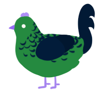 A viridian and tumblr chicken with a half-lace pattern