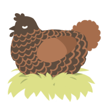 A bark and brown chicken with a lace pattern