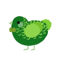 A leaf and grass chicken with a half-lace pattern
