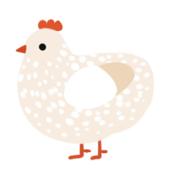 A cream chicken with a speckle pattern