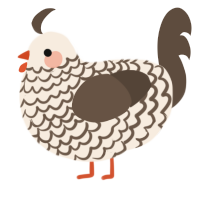 A cream and bark chicken with a lace pattern