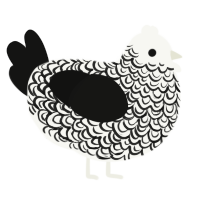 A white and black chicken with a double-lace pattern