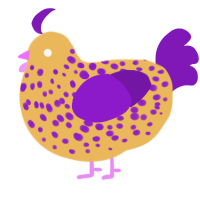 A honey and violet chicken with a speckle pattern