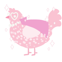 A rose chicken with a speckle pattern