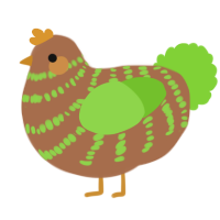 A brown and grass chicken with a bar pattern