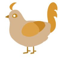 A beige and orange chicken