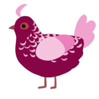 A maroon and pink chicken with a half-lace pattern