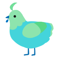 A aqua and spring chicken with a head pattern