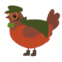 A vermilion and russet chicken with a head pattern