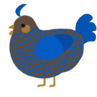 A bark and ultramarine chicken with a lace pattern
