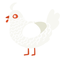 A white chicken with a lace pattern