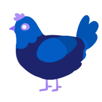 A navy and ultramarine chicken with a head pattern