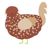 A russet and beige chicken with a speckle pattern
