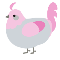 A mist and pink chicken with a head pattern