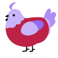A crimson and lilac chicken with a head pattern