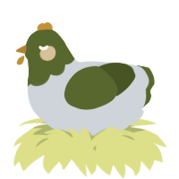 A mist and olive chicken with a head pattern