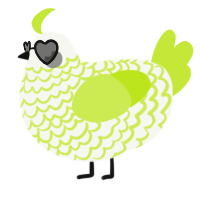 A white and lime chicken with a lace pattern