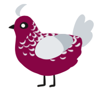 A maroon and mist chicken with a half-lace pattern