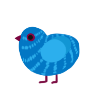 Brook, a sapphire and sky chicken with a bar pattern