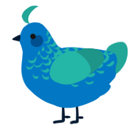 A sapphire and turquoise chicken with a half-lace pattern