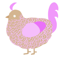 A beige and lavender chicken with a double-lace pattern