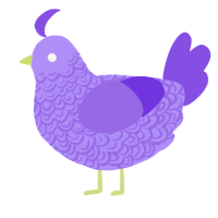A lilac and blurple chicken with a double-lace pattern