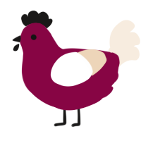 A maroon and cream chicken
