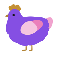 A blurple and pink chicken