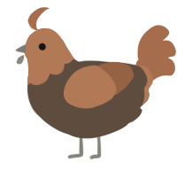 A bark and brown chicken with a head pattern