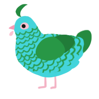 A aqua and viridian chicken with a lace pattern