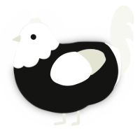 A black and white chicken with a head pattern