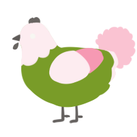 A chartreuse and rose chicken with a head pattern