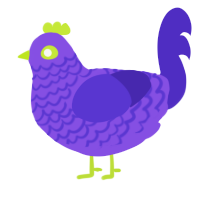 A blurple and indigo chicken with a lace pattern