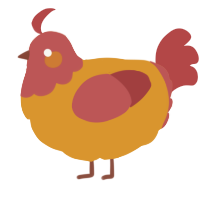 A orange and red chicken with a head pattern