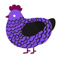 A blurple and sable chicken with a lace pattern