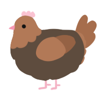 A bark and brown chicken with a head pattern