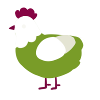 A chartreuse and white chicken with a head pattern