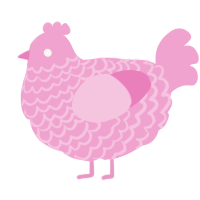 A pink chicken with a lace pattern