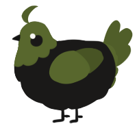 A sable and olive chicken with a head pattern