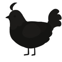 A black and sable chicken with a head pattern