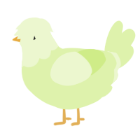 A apple chicken with a head pattern