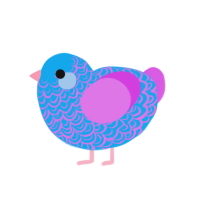 Simon, a sky and orchid chicken with a double-lace pattern