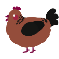 A russet and black chicken with a neck-band pattern