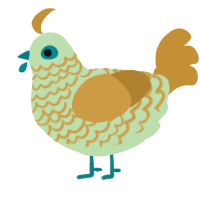 A gluppy and gold chicken with a lace pattern