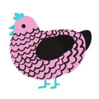 A pink and sable chicken with a lace pattern