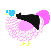 A white and lavender chicken with a lace pattern