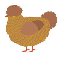 A gold and brown chicken with a lace pattern