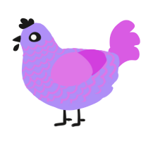A lilac and orchid chicken with a lace pattern
