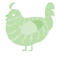 A gluppy chicken with a bar pattern